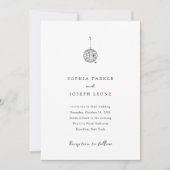 ミニマルなディスコボール |白黒結婚の 招待状 (正面)