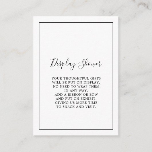 ミニマルなディスプレイシャワー エンクロージャーカード (正面)