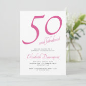 ミニマルなデザインでおしゃれな50歳の誕生日お祝い 招待状 (スタンド正面)