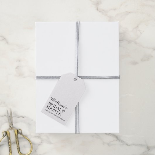 ミニマルなデザインのウェディングシャワーギフトタグ ギフトタグ (より糸付き)
