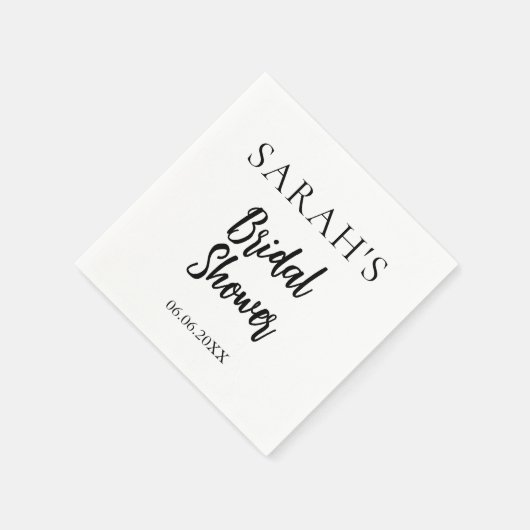 ミニマルなデザインのウェディングシャワーナプキン スタンダードカクテルナプキン (角)