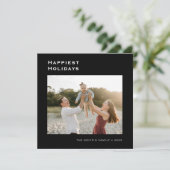 ミニマルなデザインの最も幸せなホリデーシーズンの家族写真 シーズンカード (スタンド正面)