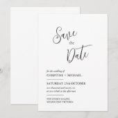 ミニマルなデザインの結婚式お知らせカード セーブザデート (正面/裏面)