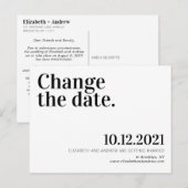 ミニマルなデザインの結婚式延期のお知らせ 案内ポストカード (正面/裏面)