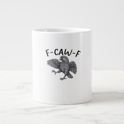 ミニマルなデザインのF Caw F ジャンボコーヒーマグカップ (正面)