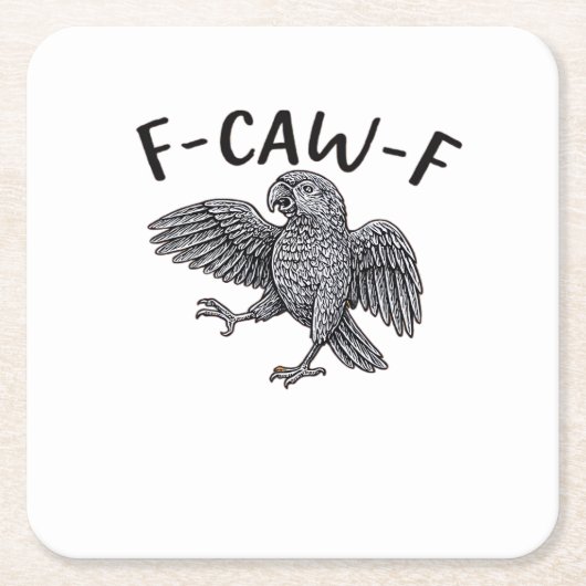 ミニマルなデザインのF Caw F スクエアペーパーコースター (正面)