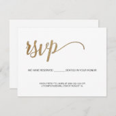 ミニマルなデザインのRSVP用ゴールドフィル式 予約席札 出欠カード (正面/裏面)
