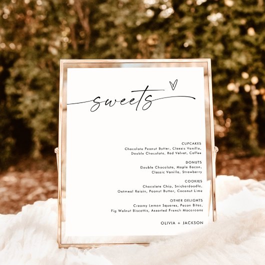 ミニマルなデザートメニューの看板、スイーツ結婚の看板 ポスター