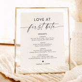 ミニマルなデザートメニューサイン、最初の一口で愛 ポスター