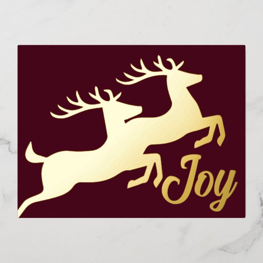ミニマルなトナカイの喜び 箔シーズンポストカード (正面)