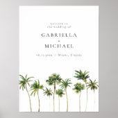 ミニマルなトロピカルパーム結婚ツリーの歓迎 ポスター (正面)
