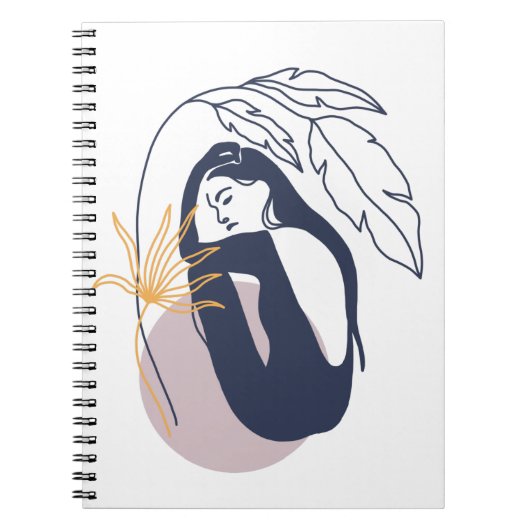 ミニマルなトロピカルボホの女性ブルー ノートブック (正面)