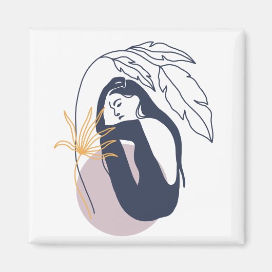 ミニマルなトロピカルボホの女性ブルー マグネット (正面)