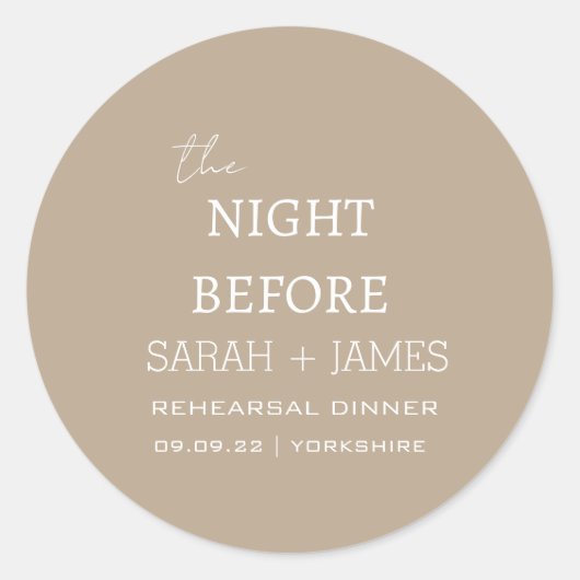 ミニマルなトープ前夜の白結婚白 ラウンドシール (正面)