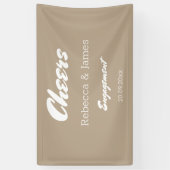 ミニマルなトープ婚約パーティ応援結婚ズ 横断幕 (縦)