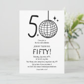 ミニマルなドゥードル 50th ディスコボール バースデー 招待状 (スタンド正面)