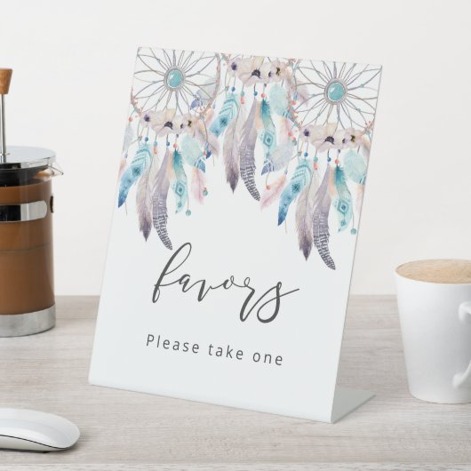 ミニマルなドリームキャッチャー保保ベビーシャワーが好き 台座サイン (インサイチュ)