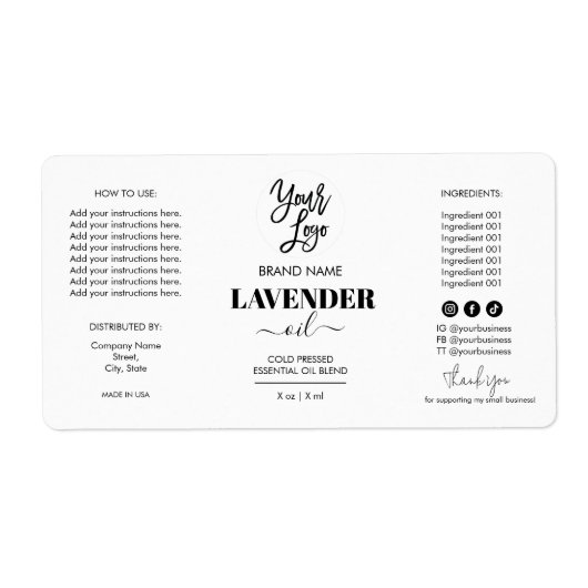 ミニマルなドロッパーボトル製品ラベルロゴ ラベル (正面)