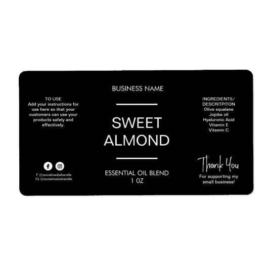 ミニマルなドロッパーボトル黒ラベル ラベル (正面)