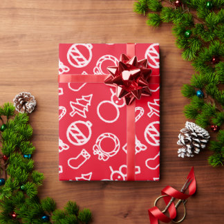 ミニマルなドードルスタイルクリスマスアイテムの概要 ラッピングペーパー