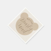 ミニマルなニュートラルベビーシャワーを待つことができる スタンダードカクテルナプキン (角)
