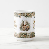 ミニマルなニュートラル自然トーン苔の緑金ゴールド コーヒーマグカップ (中央)