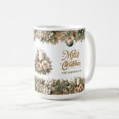 ミニマルなニュートラル自然トーン苔の緑金ゴールド コーヒーマグカップ (正面右)