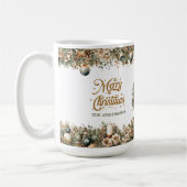 ミニマルなニュートラル自然トーン苔の緑金ゴールド コーヒーマグカップ (左)