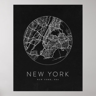 ミニマルなニューヨーク市装飾地図 ポスター
