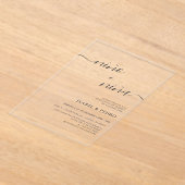 ミニマルなニーノ・オ・ニーナスペインの・ジェンダーの発表 アクリル招待状 (レイダウン)