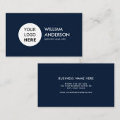 ミニマルなネイビーカスタムブルーモダンロゴ 名刺 (正面/裏面)