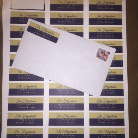 ミニマルなネイビーブルーと金ゴールドクラスアドレス ラベル