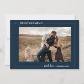 ミニマルなネイビーブルー写真クリスマス シーズンカード (正面)