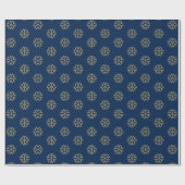 ミニマルなネイビーブルー金ゴールドの雪の結晶クリスマス ラッピングペーパー (フラット)