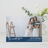 ミニマルなネイビーモダンブルームービングに移行 案内状 (スタンド正面)