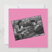 ミニマルなネイビー結婚ピンクのウィットなメッセージ セーブザデート (裏面)