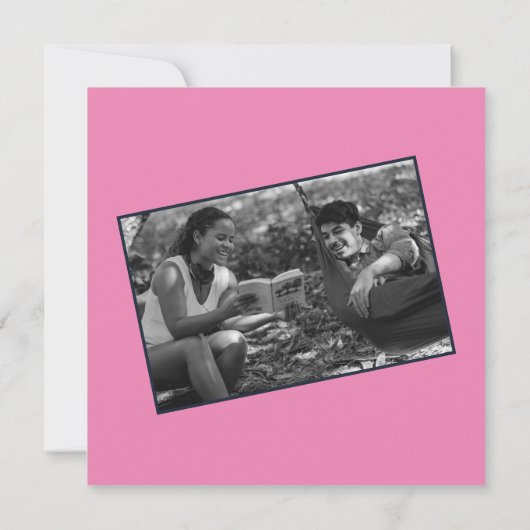 ミニマルなネイビー結婚ピンクのウィットなメッセージ セーブザデート (裏面)