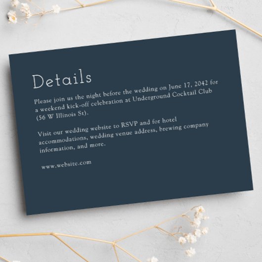 ミニマルなネイビー結婚ルズ エンクロージャーカード