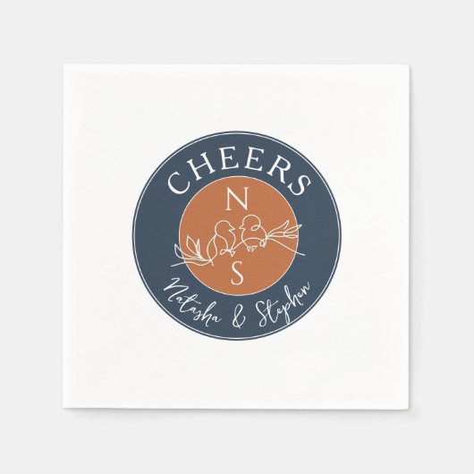 ミニマルなネイビー結婚ルズ スタンダードカクテルナプキン (正面)