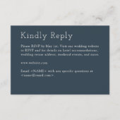 ミニマルなネイビー結婚ルズ 出欠カード (正面)