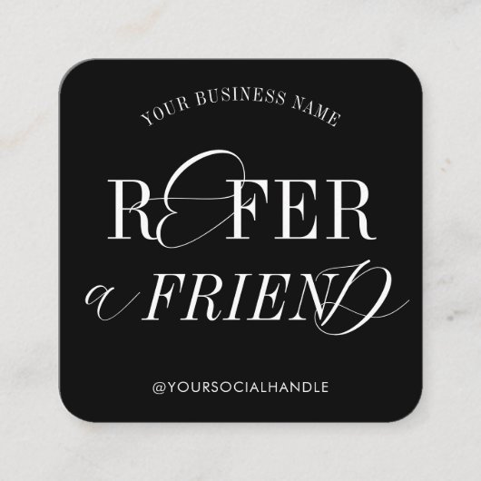 ミニマルなノスタルジアブラック&ホワイト友人を参照 スクエア名刺 (正面)