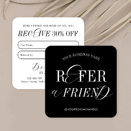 ミニマルなノスタルジアブラック&ホワイト友人を参照 スクエア名刺