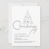 ミニマルなハイゲブラック&ホワイトのクリスマスパーティー 招待状 (正面)