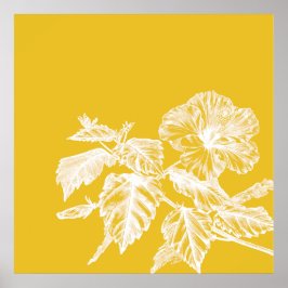 ミニマルなハイビスカスフラワーラインアート ポスター