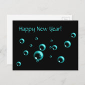 ミニマルなハッピーニューイヤー水泡オンブラック シーズンポストカード (正面/裏面)
