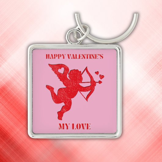 ミニマルなハッピーバレンタインデーの愛をピンクに | キーホルダー