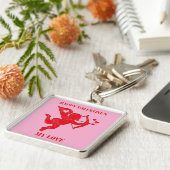 ミニマルなハッピーバレンタインデーの愛をピンクに | キーホルダー (側面)