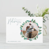 ミニマルなハッピーホリデーズフォトクリスマス シーズンカード (スタンド正面)