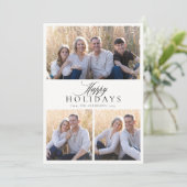 ミニマルなハッピーホリデー3写真 シーズンカード (スタンド正面)