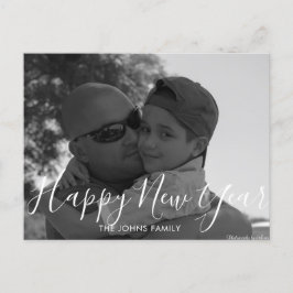 ミニマルなハッピー新年2023白黒写真 ポストカード